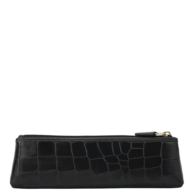 Da Milano Black Croco Leather Multi Pouch - Black  | Best Price UAE